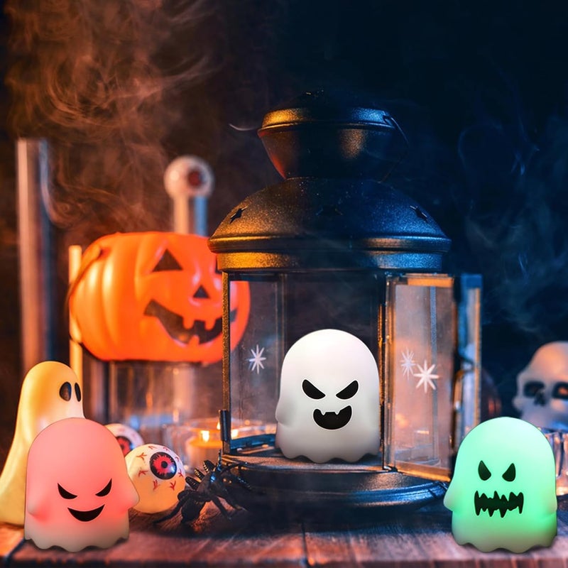 DRomance Halloween Ghost Lights Flameless Candles Battery Operated with Remote and Timer 6 Pack Color Changing LED Small Votive Candles Spooky Halloween Indoor Deocration(2 x 2.4 Inches) - Image 3